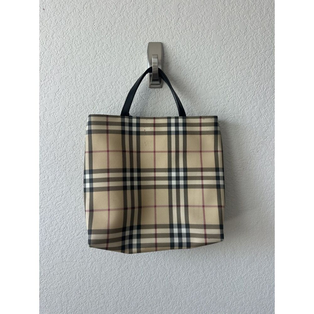 Burberry Nova Check Coated Canvas Small Tote Bag